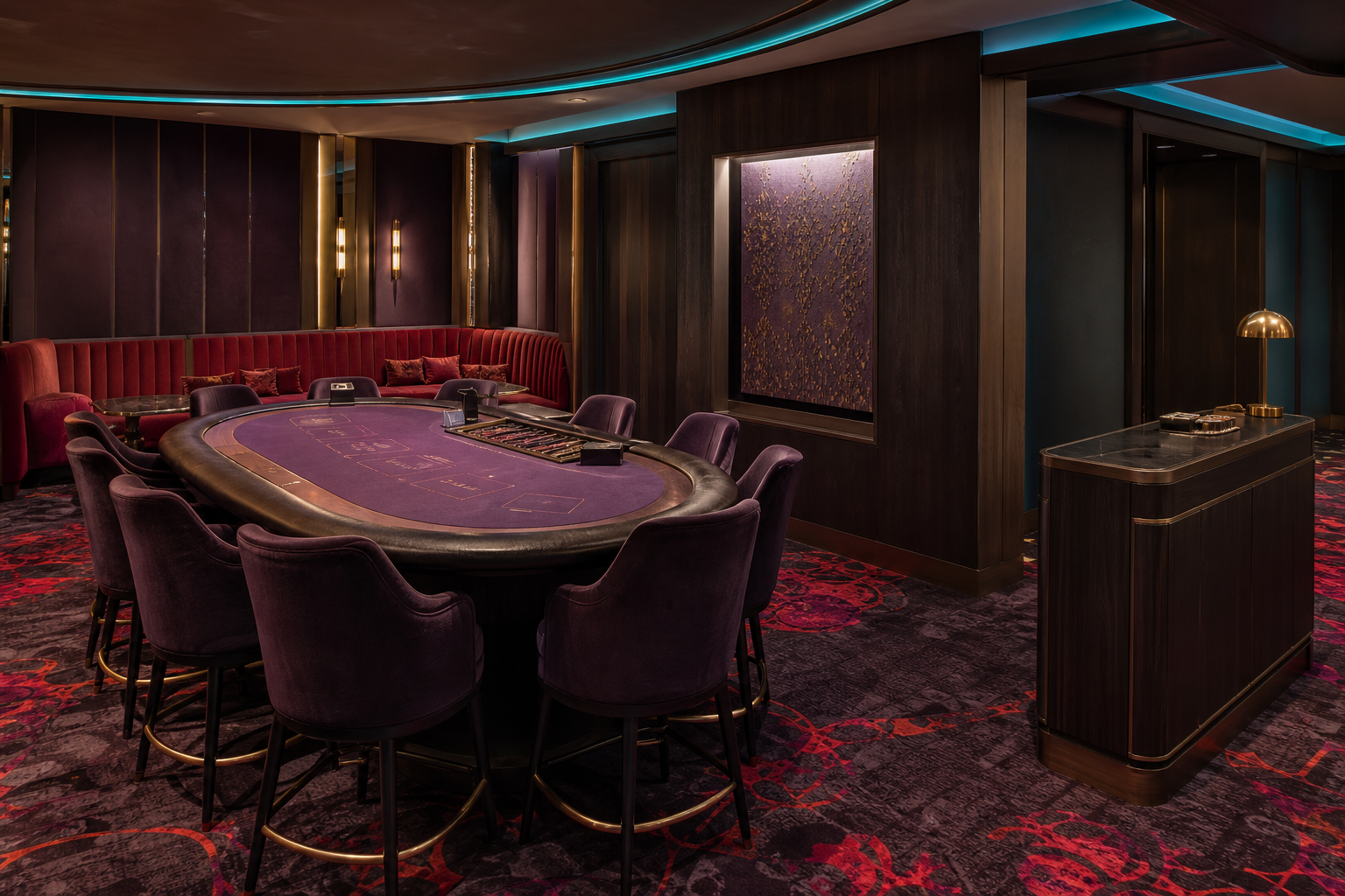 Mobilier sur mesure dans un salon VIP de casino